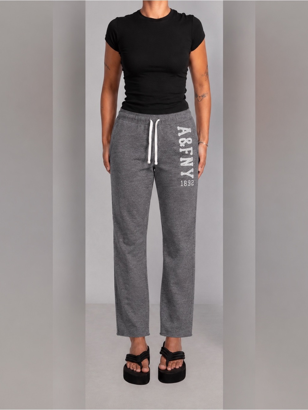 Y2K Abercrombie & Fitch Gray Women's Lounge Pants with Drawstring